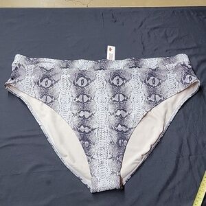 🌈NWT Joe Fresh Moderate Coverage High-Cut Snakeskin Print Bikini Bottoms 3X